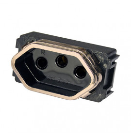 Modulo Tomada 20A Preto Brilhante Com Ouro Rose